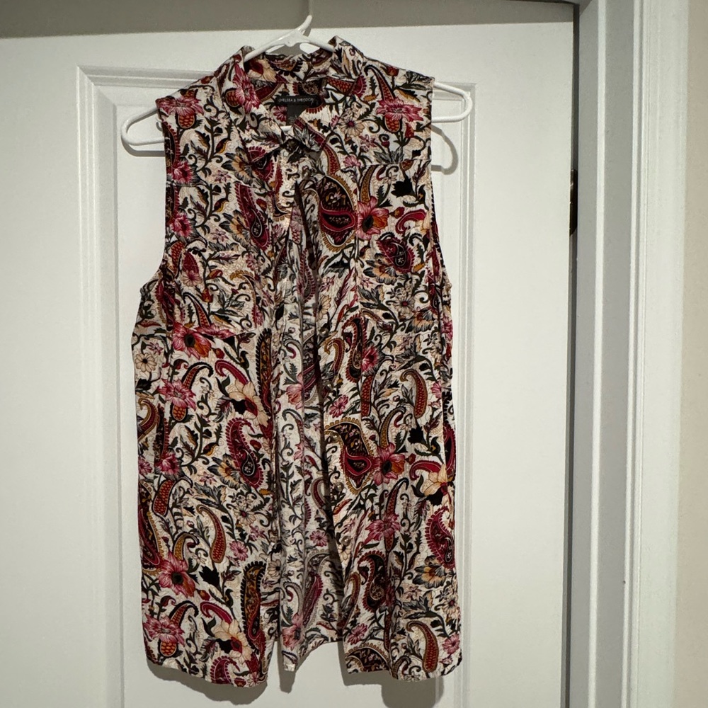 Paisley Sleeveless Blouse - Multicolor